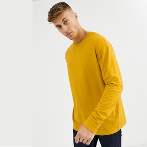 New Arrival Men's 100% Cotton <b>Black</b> And Yellow Long Sleeves Plain T-<b>Shirts</b> With Your Own Logo - Product Image 6