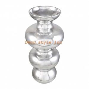 Jarrón grande de metal plateado con burbujas - Product Image 1