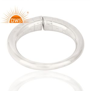 White Rhodium Plated Solid 925 Sterling Silver Handmade Open Able <b>Adjustable</b> <b>Ring</b> Plain Silver Jewelry Manufacturer - Product Image 3