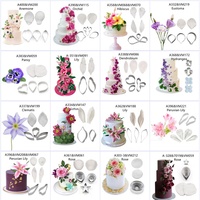 Moules en silicone pour fleurs en pâte à sucre AK Rose Orchid Peony, veinageur et ensemble de découpoirs en métal pour la décoration de gâteaux