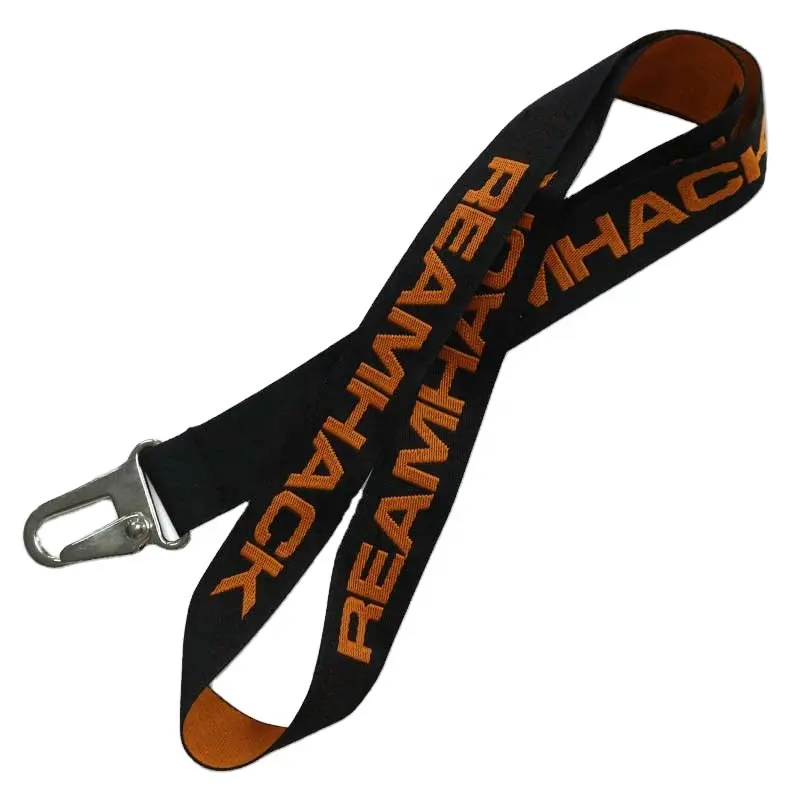 promotional custom woven lanyard polyester jacquard neck lanyard with eagle mouth hook