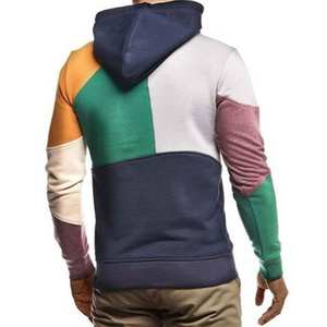 Mens Color Block Hoodie Sweatshirt Casual Pullover Tops Long Sleeve Hooded Tops - Product Image 2