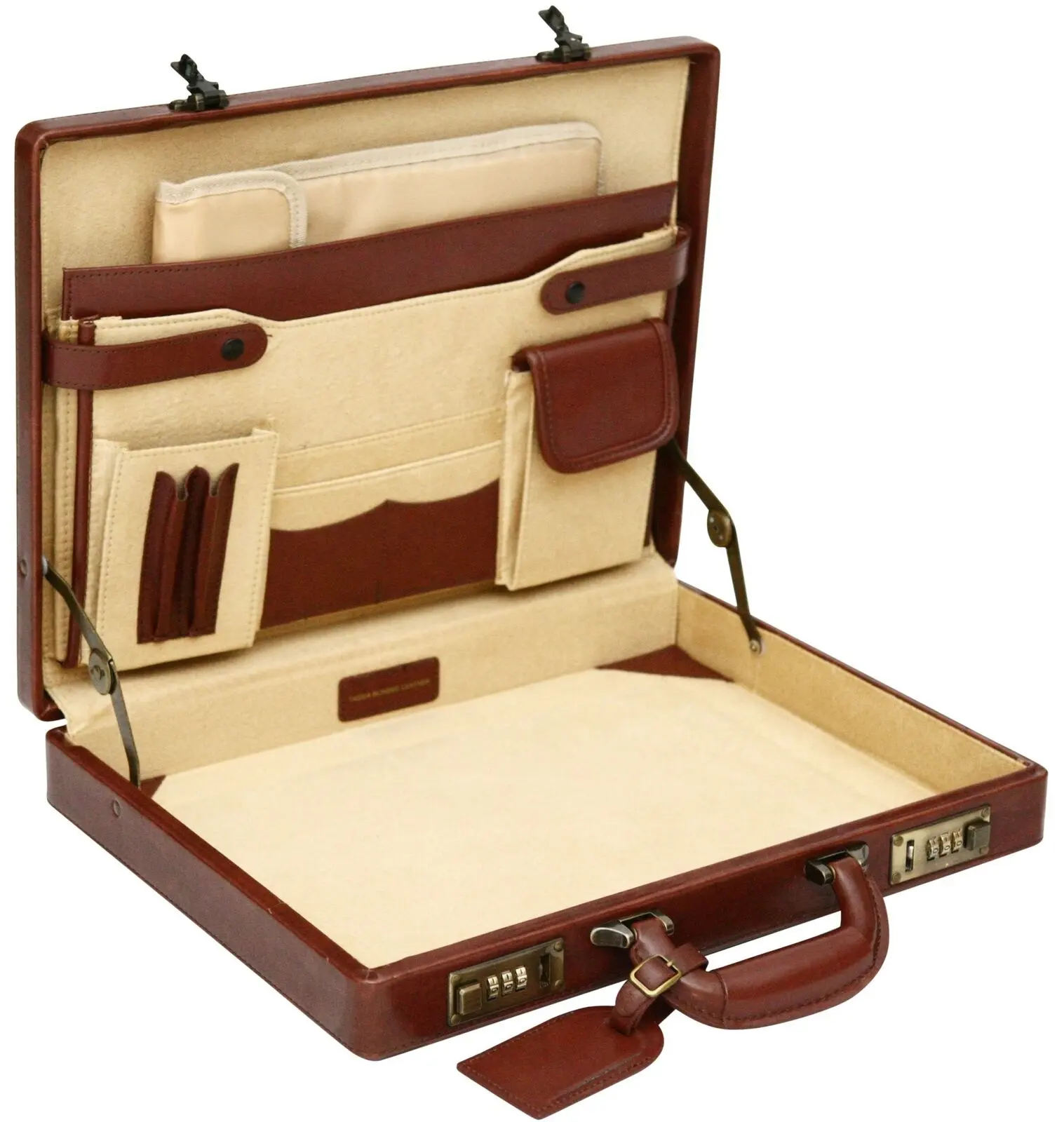 Luxury Leather Unisex Slim Executive Case Attache Briefcase Business Bag