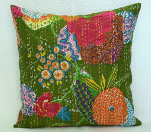 Handmade Cotton Kantha Cushion Covers Vintage Print Zippered <b>Case</b> Hidden Zipper for Home Hospital Decor Celebrities Wholesale - Product Image 3