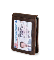 Dompet Jepit Uang Kulit Sapi Asli Napa Bergaya dari Pemasok India untuk Pria - Cokelat dari India