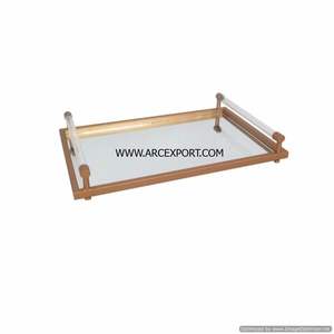 Bandeja de comida de Metal de acero inoxidable de primera calidad con asas de Búfalo, mesa grande de diseñador elegante, bandeja decorativa para servir a la venta - Product Image 4