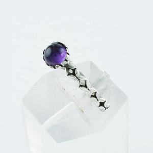 Bague de mariage unisexe en argent sterling 925 faite à la main style classique avec pierre d'améthyste violette grossiste direct de l'Inde - Product Image 3