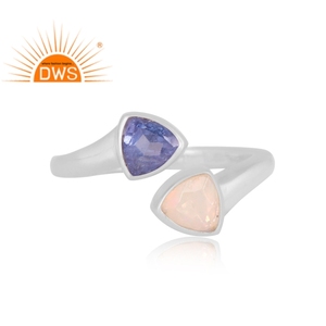 Anillo Apilable de Plata de Ley Fina con Ópalo Etíope Natural y Tanzanita, el Más Vendido del 2026, para Mujer, Fabricante de Joyería - Product Image 4