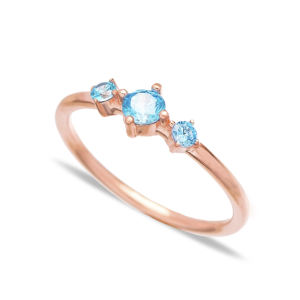 Bague Design en pierre de Zircon Triple aigue-marine, forme délicate turque, vente en gros, bijoux en argent Sterling 925 - Product Image 1