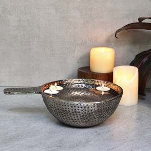 Cuenco de Metal martillado con forma redonda para cocina y mesa, cuencos de latón de diseño moderno, color plateado, decorativos - Product Image 2