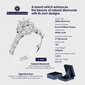 Elegante anillo solitario de oro blanco de 10 quilates Elegante diamante natural con nuevo diseño único de Rikhava Diamonds - Product Image 3