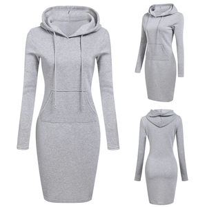 Pull à capuche pour femme, robe longue, de qualité supérieure, logo imprimé oem, vêtement de rue, automne, hiver - Product Image 2