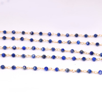 Collar de Cadena con Cuentas de Rosario de Plata de Ley 925 Chapada en Oro con Gemas de Lapislázuli y Múltiples Piedras Preciosas, Moderno y de Alta Calidad