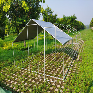 Galvanized Iron <strong>Chicken</strong> Cage Enclosure <strong>2</strong>-Room Pet Backyard Coop with Anti-UV Cover &amp; Button Closure Animal Pattern House - Product Image 2