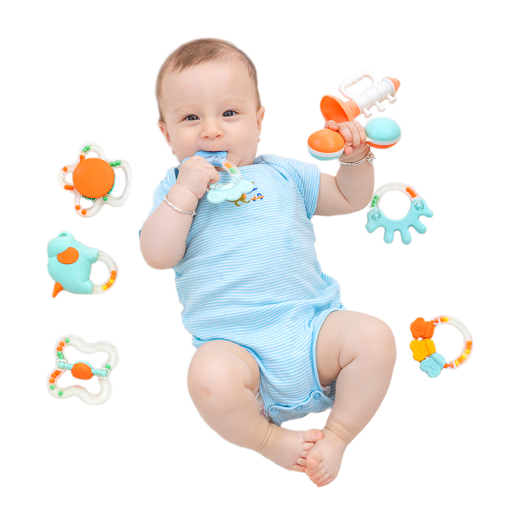 Горячая продажа с фабрики мягкий силиконовый детский погремушка набор игрушки для мальчиков Amazon Топ продавец ребенок