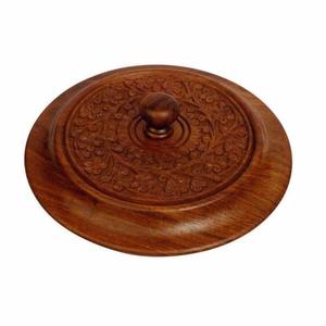 <b>Wooden</b> <b>Bread</b> <b>Box</b> In Round Shape Mango Wood With stainless-steel bowl inside 9x9x4 inch - Product Image 3