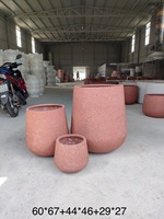 [Jason] Jardinière en terrazzo rose Fiberstone pour extérieur - Jardinières en granit - Jardinière en fibre de verre pour la maison