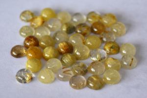 แร่ทองคำธรรมชาติควอตซ์4มม. ถึง8มม. กลม Cabochon-หลวมทอง Rutile ควอตซ์คุณภาพสูงสุด - Product Image 3