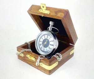 นาฬิกาพกสำหรับผู้ชายสไตล์ย้อนยุคโบราณสายโซ่นาฬิกาวินเทจจี้หน้าปัดกล่องไม้ของขวัญที่ดีที่สุด CHLW047 - Product Image 3
