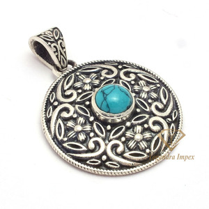 สวยธรรมชาติเทอร์ควอยส์พลอยจี้925เงินสเตอร์ลิง,ทำด้วยมือพลอยสีฟ้าจี้สำหรับผู้ผลิตและซัพพลายเออร์ - Product Image 2