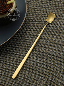 Cuillère à dessert de luxe dorée, agitateur à café minimaliste, design élégant de couverts à long manche - Product Image 5