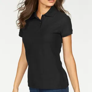 Polo da donna slim fit Polo in cotone Premium Lady Fit camicie bianco nero su misura con disegni di stampa personalizzati