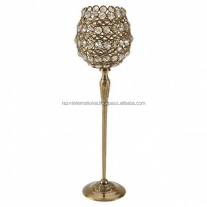 Elegante portavelas de aluminio y metal con bola de cristal de diseño indio - Product Image 6