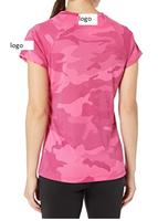 T-shirt à manches courtes personnalisable pour femme, imprimé denim, double séchage rapide, 100 % polyester, importé, lavable en machine