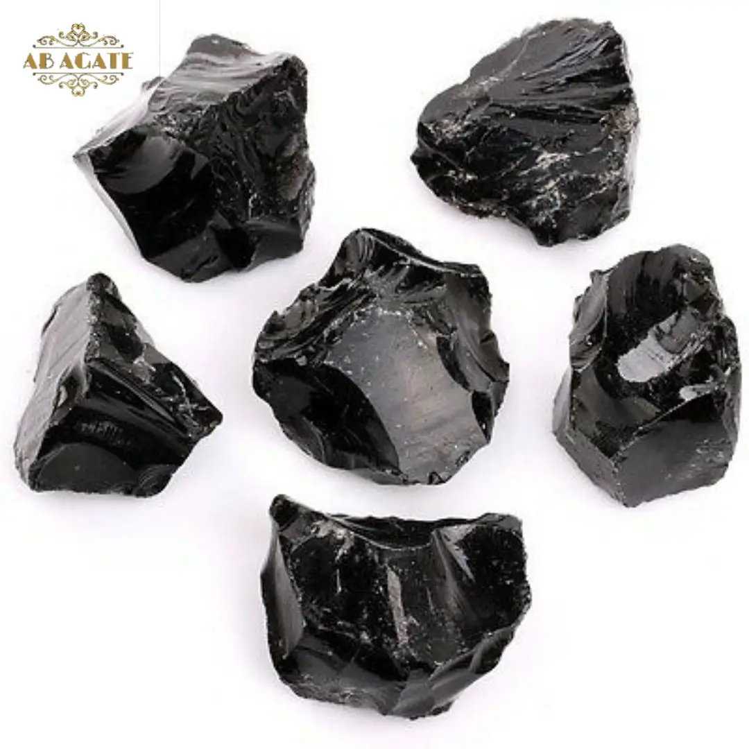 Piedra Natural de obsidiana negra, curativa, compra al por mayor, piedra de ágata de cristal crudo de primera calidad, pedido a granel, gran oferta