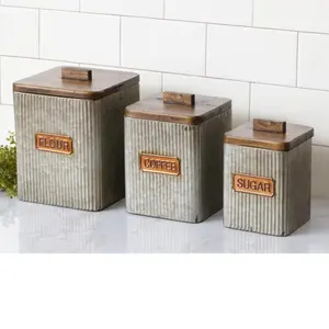 Country Farm Flour Galvanized Metal Canister