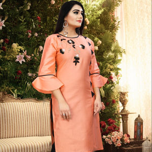 Kurti en soie Georgette avec broderie, dernière collection de créateurs, avec palazzo, tenue formelle, prix de gros, vêtement ethnique, vêtement - Product Image 2
