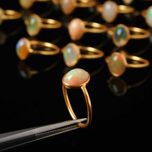 Diezi — bague d'opale en or réel pour femme et fille, anneau à la mode, argent, noir naturel, bijoux éthiopien, 2020 - Product Image 6