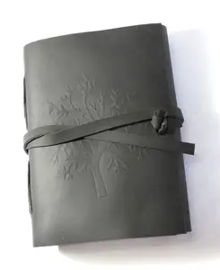 Alta Qualidade Cor Preta Velha Árvore Da Vida Design Em Relevo Capa Frontal Com Correia Correspondência Leather Journal