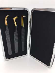 Pinzas de extensión de pestañas sostenibles personalizadas de calidad profesional de acero inoxidable con tipo de punta puntiaguda recubierta de polvo negro - Product Image 3