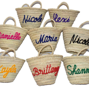 Cutomize mini panier marocain couleur pleine paille, sacs de douche nuptiale gif pour elle - Product Image 1