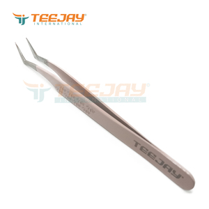 Pince à cils TEEJAY L Boot Baby Pink avec revêtement poudré, pour extensions de cils volumineuses, avec nouvelle poignée de 12 cm et pointe lisse - Product Image 5