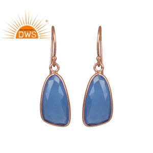 ต่างหูห้อยประดับพลอยแคลเซโดนีสีขาวทรงเหลี่ยม ดีไซน์ทันสมัย ชุบทองคำสีกุหลาบ เงินแท้ 925 เหมาะสำหรับเป็นของขวัญในงานปาร์ตี้ - Product Image 1