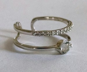 Adjustable <b>Silver</b> Topaz Ring Rhodium <b>Plated</b> Gemstone Jewelry for Engagement Wedding Party and Anniversary Trendy Style Gift - Product Image 1