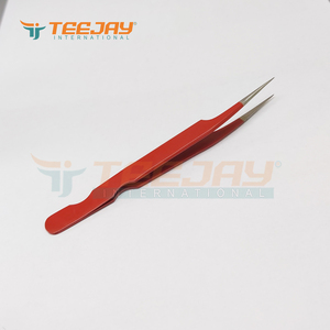 Pinza de aislamiento para pestañas, herramienta de belleza de etiqueta privada con recubrimiento de polvo rojo, pinza de aislamiento, agarre Simple con corte de Base - Product Image 2