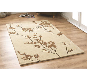Tapis en laine à poils longs élégant et moderne, fait à la main, avec motif floral, antidérapant et écologique, revêtement de sol de luxe pour la maison/l'hôtel - Product Image 2