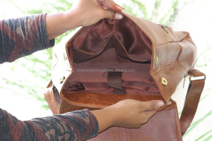 Real Handmade Vintage Crunch Leather <b>Backpack</b> Stylish Rucksack Bag - Product Image 5