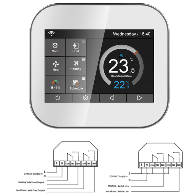 WIFI Smart Touch Screen Thermostat for Heating and Hot Water System