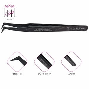 Pinzas de extensión de pestañas con logotipo personalizado, venta al por mayor, Etiqueta Privada, visibilidad, color negro - Product Image 1