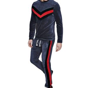 Man Velour Wholesale Plain Sport Velvet Fitted Custom Tracksuit - Product Image 4