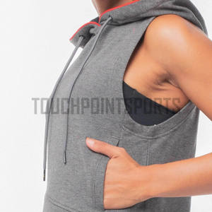 Alta calidad personalizado gimnasio Crop Top Sudadera con capucha verano entrenamiento sin mangas con capucha algodón al por mayor maternidad y a prueba de viento impreso - Product Image 4