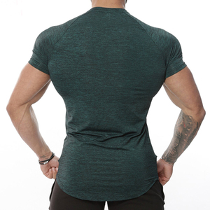 Camisetas atléticas para hombre, Camiseta deportiva de gimnasio de manga corta 90% de poliéster y 10% LICRA con logotipo personalizado, venta al por mayor - Product Image 5