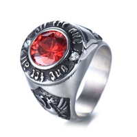 Moyen-orient style Indien bijoux antique bague en acier inoxydable avec rouge bleu zircon pierre