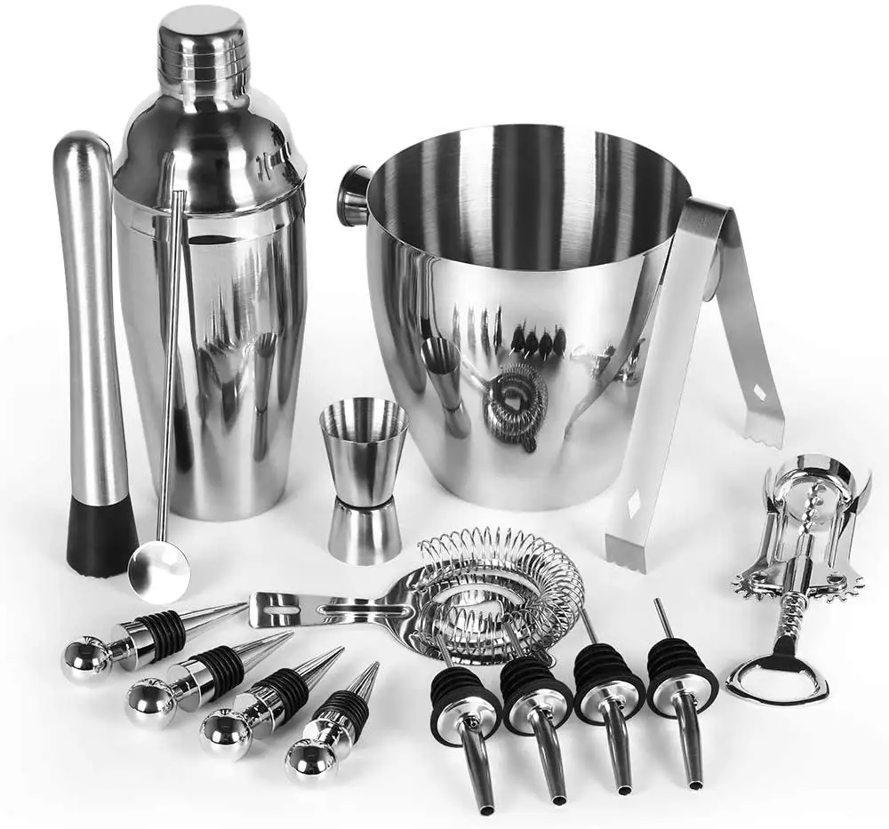 Koning Internationale Deluxe Bar Shaker Set Barman Boek Cocktail Mixer Mengen Glas Party Kit Luxe Lederen Reizen Bar