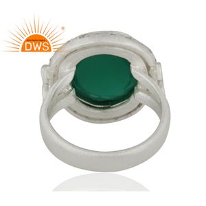 <b>Green</b> Onyx Cubic Zirconia Gemstone Ring <b>Jewelry</b> Wholesaler 925 Fine Sterling Silver Unisex Ring - Product Image 3