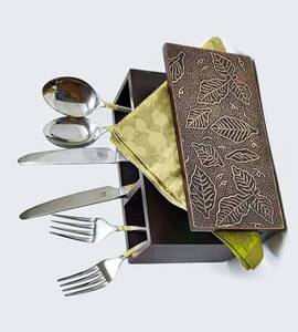 Porte-couverts élégant pour porte-serviettes porte-cuillère en tissu ensemble de couverts jetables en bois utilisé pour les repas - Product Image 2